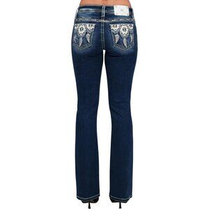 Women's Bootcut Jeans Embellished Pockets Mid-Rise Western Style
